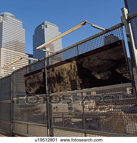Memorial sign on fence surrounding the World Trade Center site, New York City View Large Photo Image Stock Image - Memorial sign on fence surrounding the World Trade Center site, New York City. Fotosearch