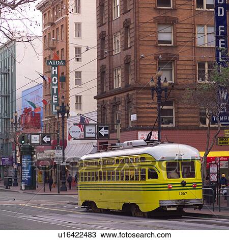 Street Scene With Trolley Car in San Francisco View Large Photo Image Stock Image - Street Scene With Trolley Car in San Francisco. Fotosearch