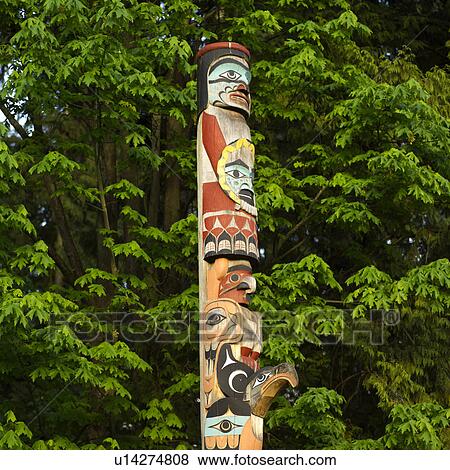 Stock Photo - Totem Poles - Stanley Park, Vancouver, British Columbia. Fotosearch