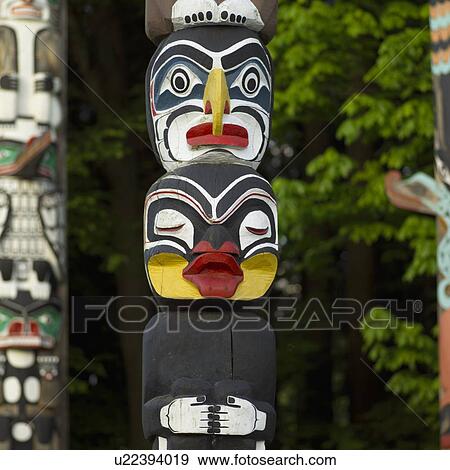 Stock Photo - Totem Poles - Stanley Park, Vancouver, British Columbia. Fotosearch