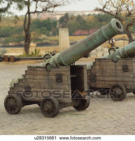 Stock Image - Two canons, Havana, Cuba. Fotosearch