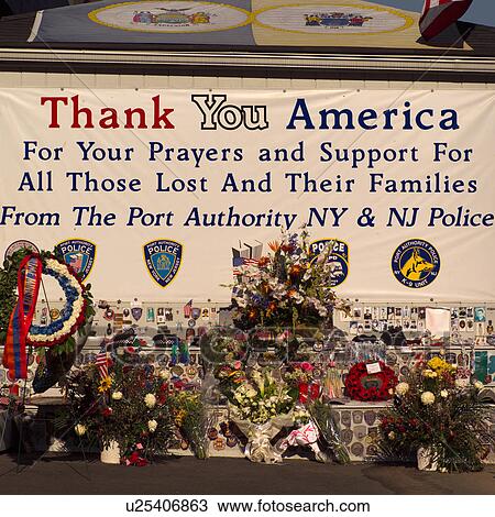 Stock Image - World Trade Centre Memorial, New York City. Fotosearch