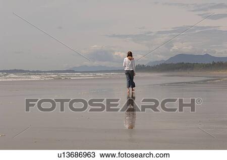 Young girl walking on beach View Large Photo Image Stock Image - Young girl walking on beach. Fotosearch