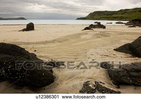 Stock Image - beach view at Calgary bay on overcast day, Isle of Mull, Scotland. Fotosearch