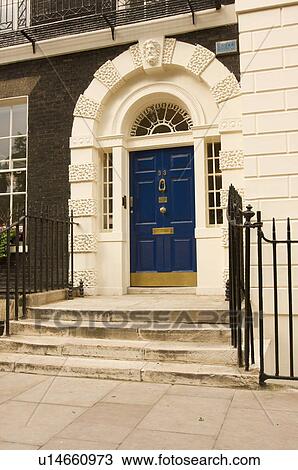 Bedford Square, Bloomsbury, London, detail of blue door View Large Photo Image Stock Image - Bedford Square, Bloomsbury, London, detail of blue door. Fotosearch
