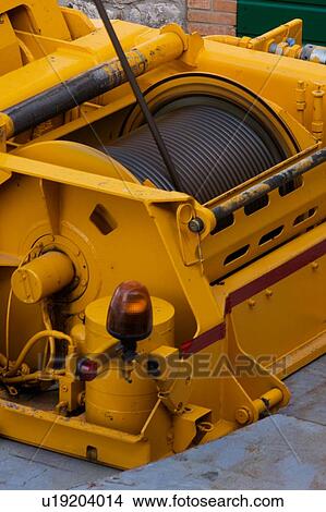 detail of cable winding mechanism at base of assembly crane View Large Photo Image Picture - detail of cable winding mechanism at base of assembly crane. Fotosearch
