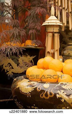 Stock Image - Japanese style patio display, Chelsea Flower Show. Fotosearch