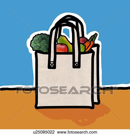 Stock Image - Cloth shopping bag with vegetables. Fotosearch
