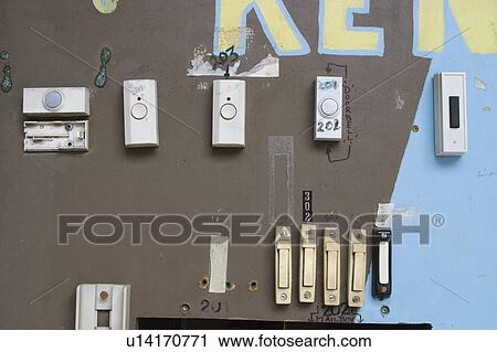 Door bells at the entrance to a run down apartment building, Toronto View Large Photo Image Stock Image - Door bells at the entrance to a run down apartment building, Toronto. Fotosearch
