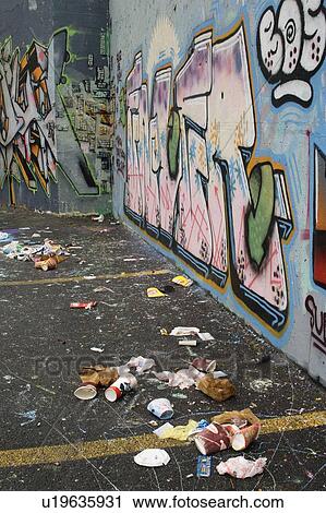 Garbage and graffiti in parking lot - Halifax Nova Scotia View Large Photo Image Stock Image - Garbage and graffiti in parking lot - Halifax Nova Scotia. Fotosearch