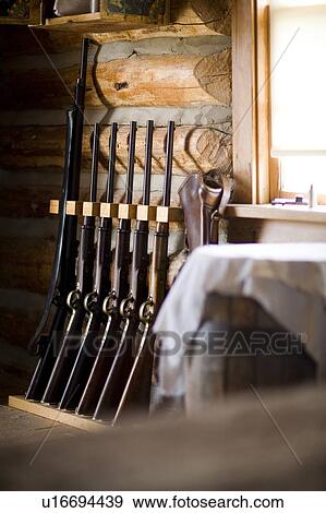 Stock Photo - Gun rack, Fort Walsh, Cypress Hills, Saskatchewan. Fotosearch