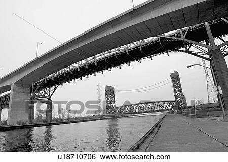 Hamilton, Ontario Skyway Bridge and Lift Bridge View Large Photo Image Stock Photograph - Hamilton, Ontario Skyway Bridge and Lift Bridge. Fotosearch
