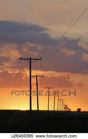 Stock Photography - Hydro lines in Saskatchewan. Fotosearch