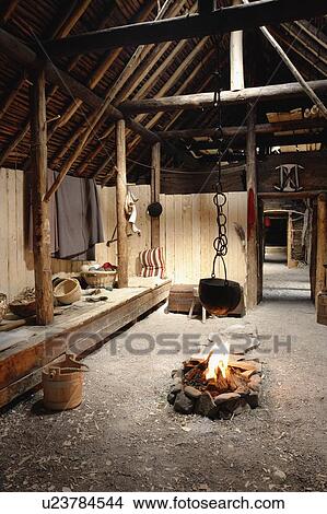 Picture - Inside of Norse buildings Newfoundland, Canada. Fotosearch