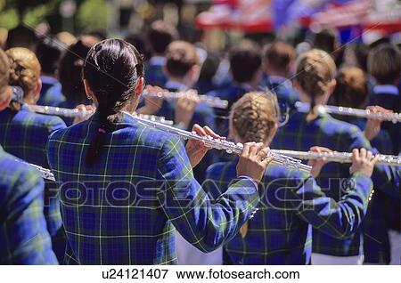 Stock Photo - Marching band group from behind, Whistler, BC Canada. Fotosearch