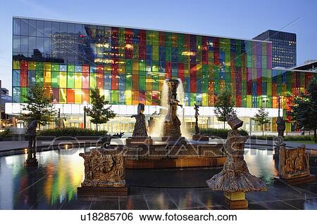 Place Jean-Paul-Riopelle, The Joust sculpture fountain, and Palais des Congres de Montreal, Montreal Convention Centre, Quebec, Canada View Large Photo Image Stock Photograph - Place Jean-Paul-Riopelle, The Joust sculpture fountain, and Palais des Congres de Montreal, Montreal Convention Centre, Quebec, Canada. Fotosearch