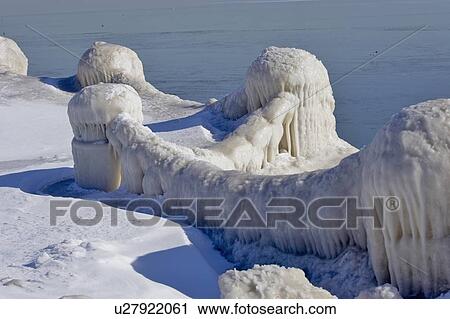 Snow and Ice covered fence along Lake Ontario, Burlington, Ontario. View Large Photo Image Stock Image - Snow and Ice covered fence along Lake Ontario, Burlington, Ontario.. Fotosearch