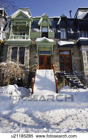 View of Laval Avenue with snow, Montreal, Quebec, Canada View Large Photo Image Stock Photography - View of Laval Avenue with snow, Montreal, Quebec, Canada. Fotosearch