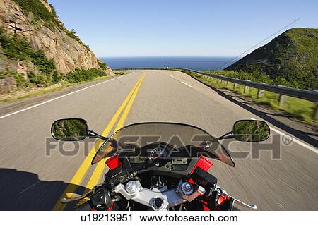 View on Motorcycle in action on Cabot Trail, Cape Breton Highlands National Park, Nova Scotia, Canada View Large Photo Image Stock Image - View on Motorcycle in action on Cabot Trail, Cape Breton Highlands National Park, Nova Scotia, Canada. Fotosearch