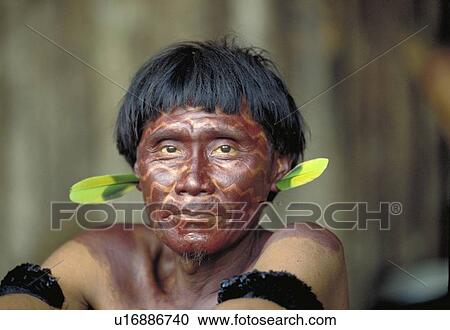 Yanomami man with war painting, south of Venezuela View Large Photo Image Stock Image - Yanomami man with war painting, south of Venezuela. Fotosearch