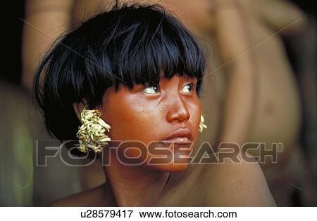 Yanomami young girl before painting, south of Venezuela View Large Photo Image Stock Photo - Yanomami young girl before painting, south of Venezuela. Fotosearch