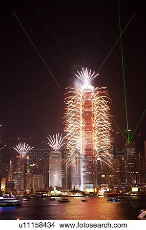 2007 New Years Eve Fireworks Celebration, Hong Kong, Hong Kong Island skyline at night View Large Photo Image Picture - 2007 New Years Eve Fireworks Celebration, Hong Kong, Hong Kong Island skyline at night. Fotosearch