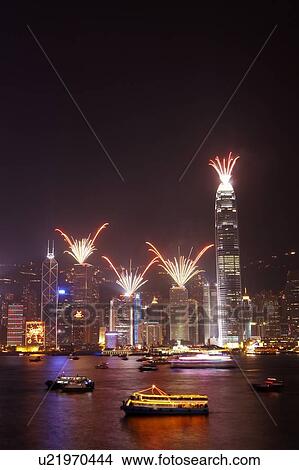 2007 New Years Eve Fireworks Celebration, Hong Kong, Hong Kong Island skyline at night View Large Photo Image Picture - 2007 New Years Eve Fireworks Celebration, Hong Kong, Hong Kong Island skyline at night. Fotosearch