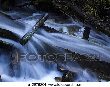 Picture - Blurred view of water flowing, Jiuzhaigou, Sichuan Province, Peoples Republic of China. Fotosearch