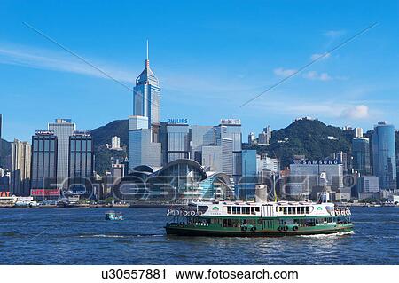 Stock Image - China, Hong Kong, Star Ferry in Hong Kong Harbour. Fotosearch