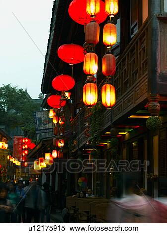 Jinli Street, Chengdu, China View Large Photo Image Stock Photography - Jinli Street, Chengdu, China. Fotosearch