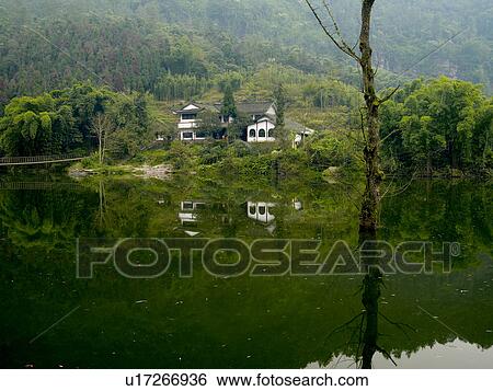 Stock Photograph - Lake at Emei Mountain, Sichuan Province, China. Fotosearch