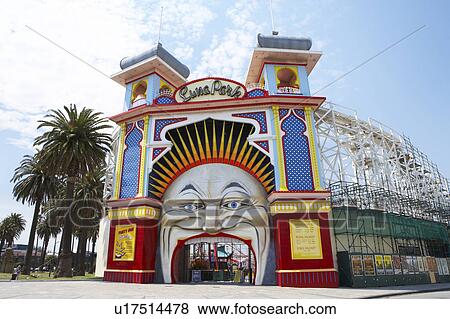 Stock Photo - Lunar Park Entrance in St. Kilda, Melbourne, Australia. Fotosearch