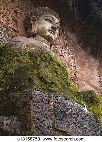 Stock Photo - Sculpture of Buddha at Leshan, Sichuan Province, Peoples Republic of China. Fotosearch