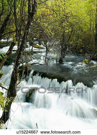 Stock Photo - Stream in Jiuzhaigou, Sichuan Province, Peoples Republic of China. Fotosearch
