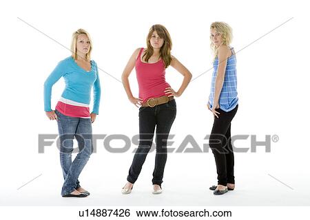 Stock Photograph - Full Length Portrait Of Teenagers. Fotosearch