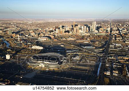 Aerial cityscape of urban Denver, Colorado, with Mile High stadium View Large Photo Image Stock Image - Aerial cityscape of urban Denver, Colorado, with Mile High stadium. Fotosearch