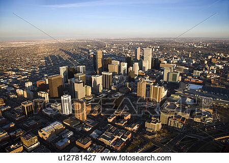 Aerial cityscape of urban Denver, Colorado, United States View Large Photo Image Stock Photo - Aerial cityscape of urban Denver, Colorado, United States. Fotosearch