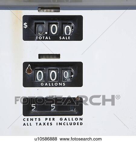 Stock Photo - Close up of meter on old gas tank. Fotosearch