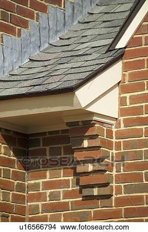 Close up detail or brick work and roofline View Large Photo Image Picture - Close up detail or brick work and roofline. Fotosearch