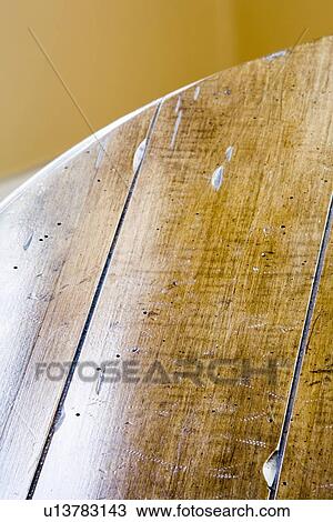 Stock Image - Close up detail wooden table. Fotosearch