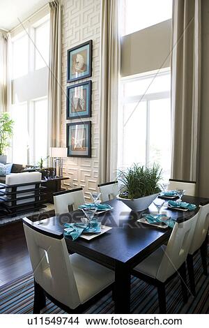 Picture - Contemporary dining area in loft style condo. Fotosearch