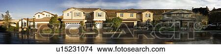 Picture - Contemporary housing community, panoramic. Fotosearch