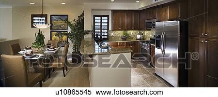 Contemporary kitchen and dining area View Large Photo Image Stock Photography - Contemporary kitchen and dining area. Fotosearch