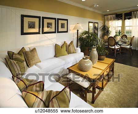 Contemporary living room with sectional sofa and dining area View Large Photo Image Stock Photography - Contemporary living room with sectional sofa and dining area. Fotosearch