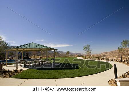 Contemporary picnic pavilion at park View Large Photo Image Stock Photo - Contemporary picnic pavilion at park. Fotosearch