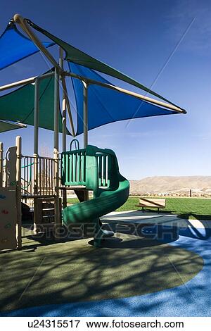 Contemporary playground with sun shades View Large Photo Image Stock Photo - Contemporary playground with sun shades. Fotosearch