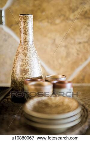 Contemporary saki set View Large Photo Image Stock Photo - Contemporary saki set. Fotosearch