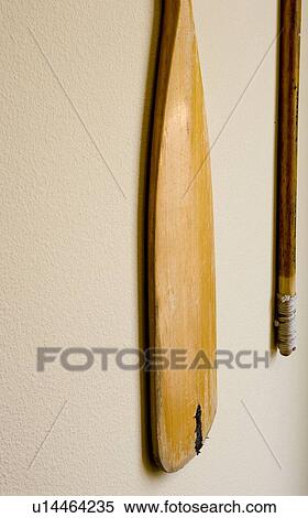 Stock Photography - Decorative oars hung on the wall. Fotosearch