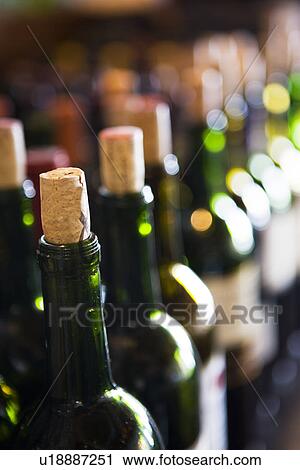 Stock Image - Detail collection wine bottles. Fotosearch