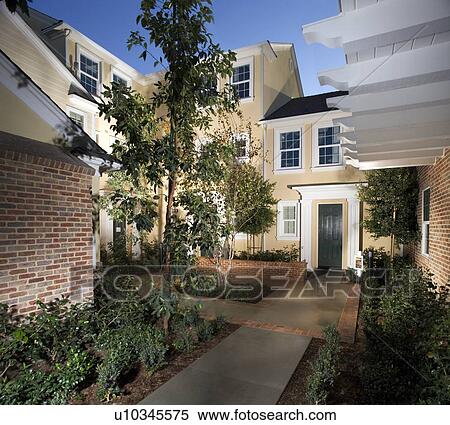 Detail exterior colonial housing community View Large Photo Image Stock Photography - Detail exterior colonial housing community. Fotosearch